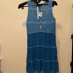 Young Threads Boho Western Blue Lace Mini Dress​